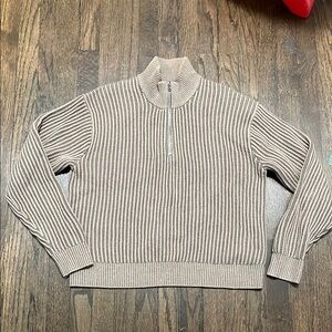 Men's Beige Half-Zip Sweater